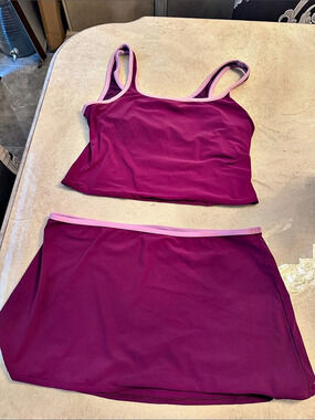 Victorias Secret  Two-Piece Swim Set in Purple & lavendar,  Size Large, bottom i